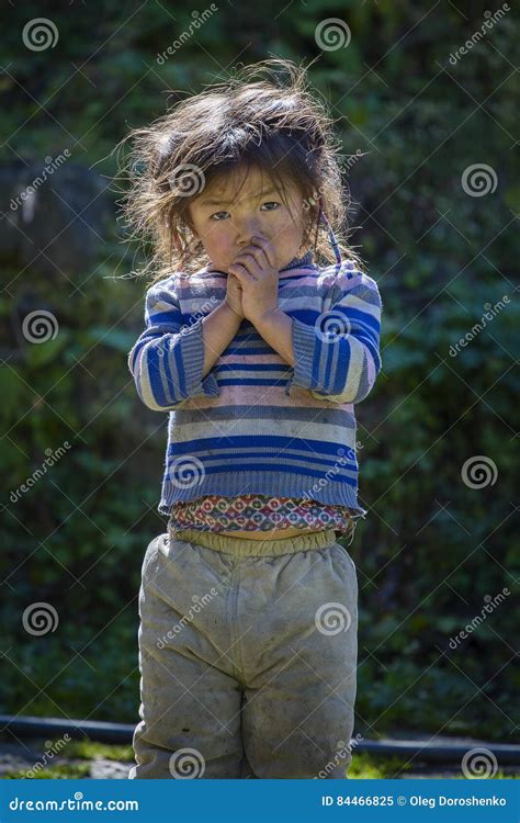 Portrait Nepali Child On The Street In Himalayan Village, Nepal ...