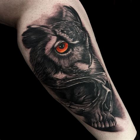 Owl/skull tattoo by Paul Naylor, Infernal Rites Tattoo | Skull tattoos ...