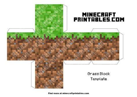 Grass Block - Minecraft Grass Block Printable Papercraft Template ...