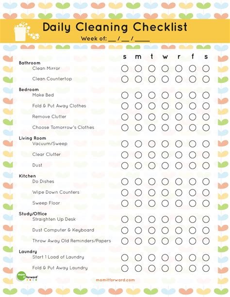 Daily Cleaning Checklist Printable - Mom it ForwardMom it Forward