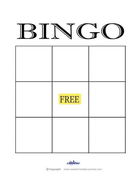 Bingo Card Template Word