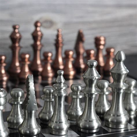 Modern Rustic Metallic Chess Set With Pieces Metal Chess - Etsy