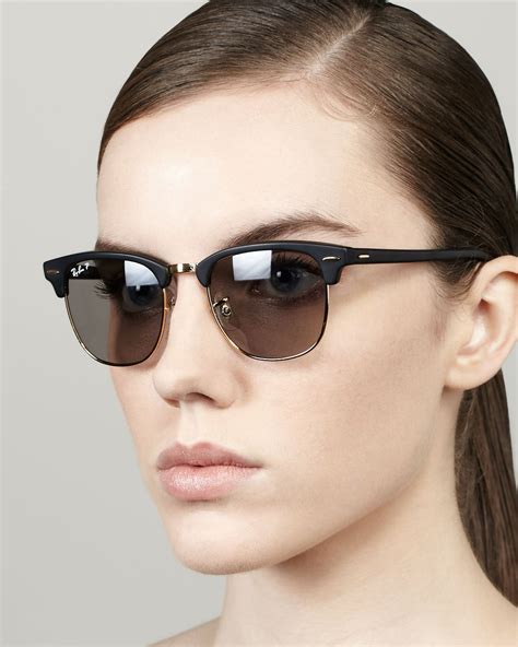 Ray-ban Polarized Matte Clubmaster Sunglasses Black in Black | Lyst