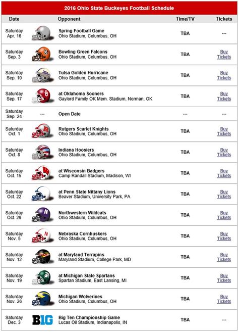 2016 OHIO STATE BUCKEYES FOOTBALL SCHEDULE. | 2016 OHIO STATE ...