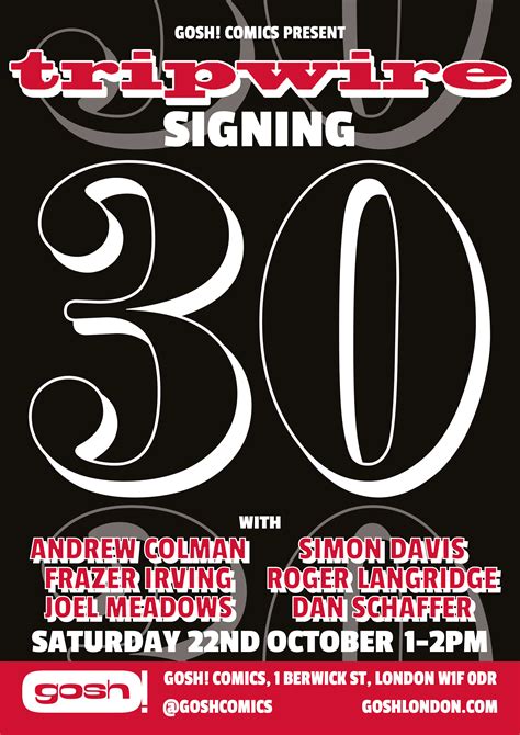 Tripwire 30th Anniversary Signing With Andrew Colman, Simon Davis, Frazer Irving, Roger ...