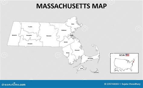 Massachusetts Map. State and District Map of Massachusetts Stock Vector ...