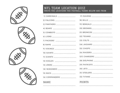 NFL Location Quiz Printable Digital Download - Etsy