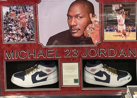 Michael Jordan Signed (Air Jordans 1’s) Upper Deck COA Custom Framed ...