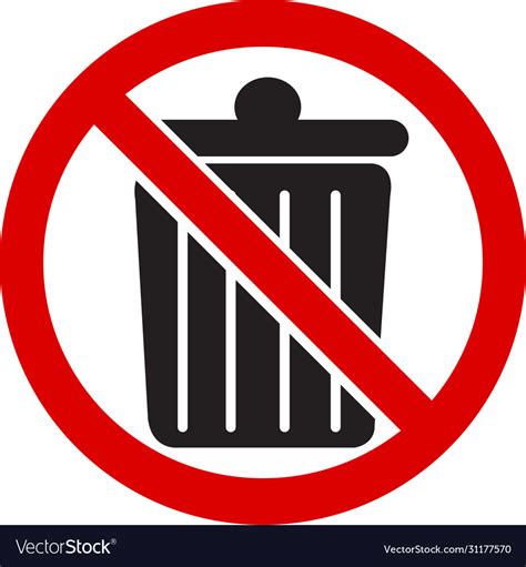 No dustbin icon flat dustbin pictograph Royalty Free Vector