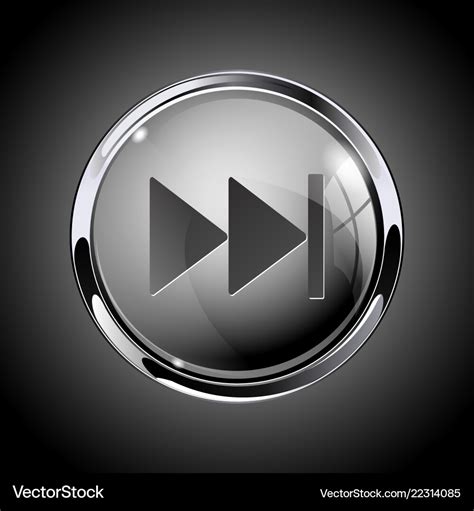 Fast forward button 3d shiny gray icon for media Vector Image