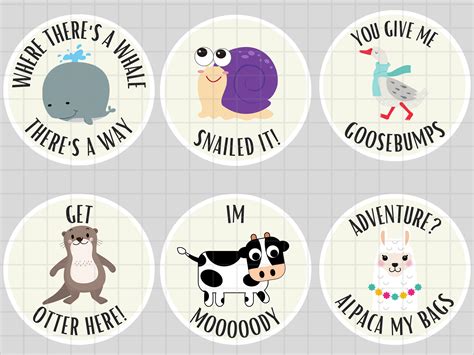 Animal Pun Printable Sticker PNG SVG Cute Animals,fun, Clip Art Pack ...