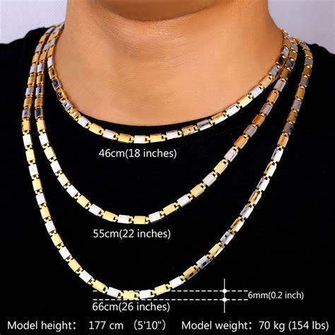 Men Jewelry Gold Chain Choker Necklace 18K Stamp Unisex Punk Fashion Jewelry 18K Gold Plated Two ...