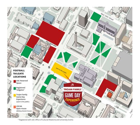 Map for Campus Game Day Activities | USC Game Day on Campus