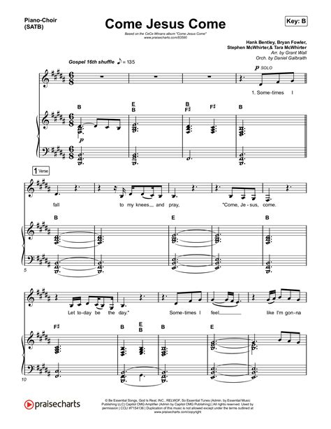 Come Jesus Come Sheet Music PDF (CeCe Winans) - PraiseCharts