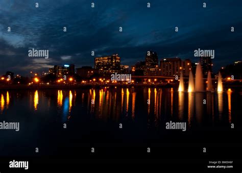 Orlando Florida Skyline at night taken from Lake Lucerne looking north ...