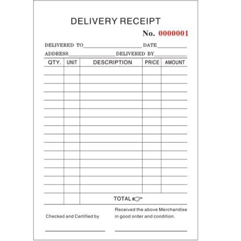 Delivery Receipt Sample | Master Template