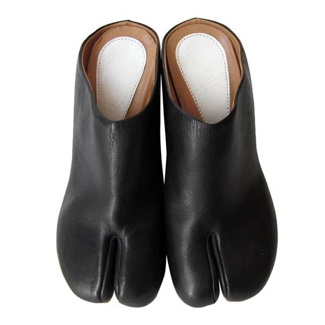 Martin Margiela Tabi Black Mule Wedge Split Toe Shoes at 1stdibs