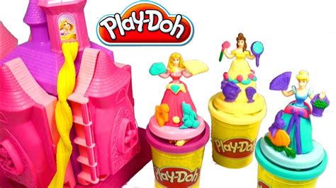 Play Doh Prettiest Princess Castle Playset Disney Princess Belle Cinderella Aurora Playdough ...