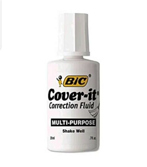 2 BIC Cover-it White out Correction Fluid Liquid Paper 0.7oz 20ml Each ...