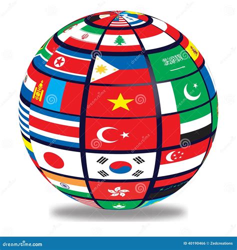 Globe With World Flags Stock Illustration - Image: 40190466