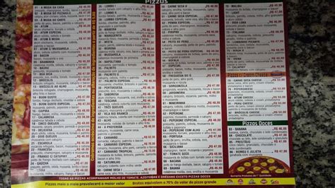 Menu at Pizzaria Buon Gusto, São Paulo, Av. São Miguel