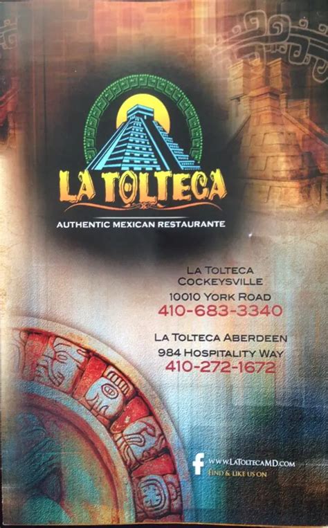 La Tolteca Menu, Menu for La Tolteca, Cockeysville/Hunt Valley, Baltimore - Urbanspoon/Zomato