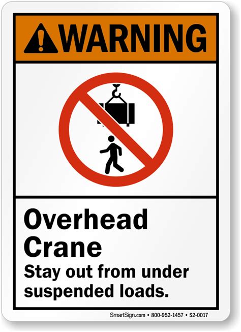 Overhead ANSI Crane Suspended Loads Warning Sign