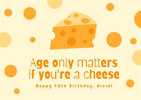 Yellow Funny Cheesy Birthday Card - Templates by Canva