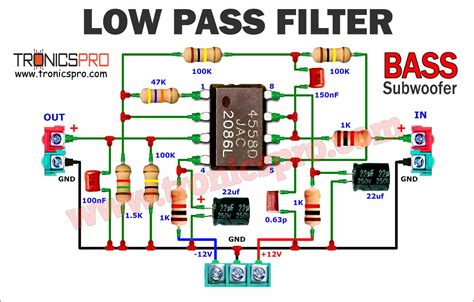 Low Pass Filter Circuit 4558 Subwoofer Preamplifier - TRONICSpro