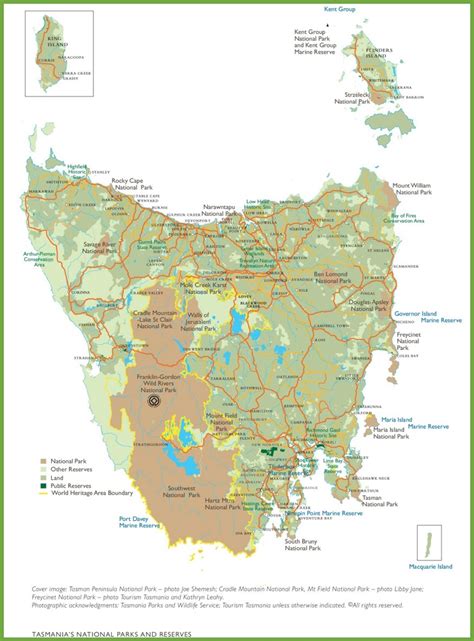 Tasmania national parks and reserves map - Ontheworldmap.com