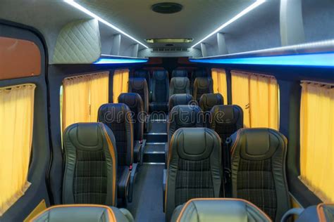 Comfortable Passenger Bus Interior with Upholstered Seats Stock Photo ...