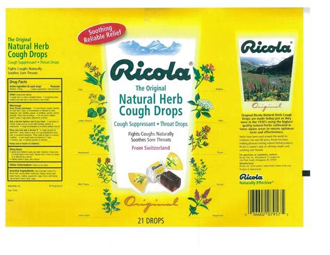 THE ORIGINAL NATURAL HERB COUGH DROPS (Ricola Ag) MENTHOL 4.8mg lozenge