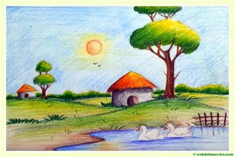 Paisajes fáciles de dibujar | Dibujos fáciles, Arte en colores pastel ...