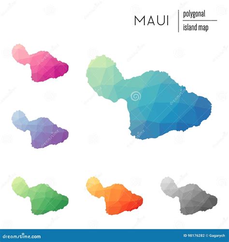 Set of Vector Polygonal Maui Maps Filled with. Stock Vector - Illustration of rest, polygon ...