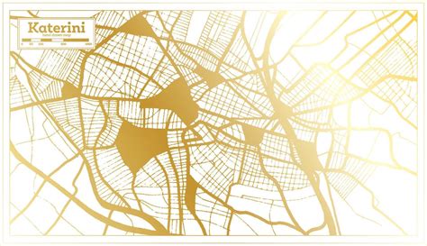 Katerini Greece City Map in Retro Style in Golden Color. Outline Map ...