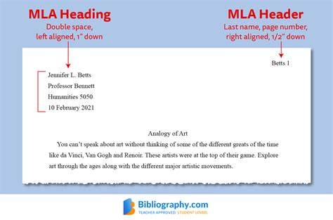 MLA Heading and Header Formats (With Examples) | Bibliography.com