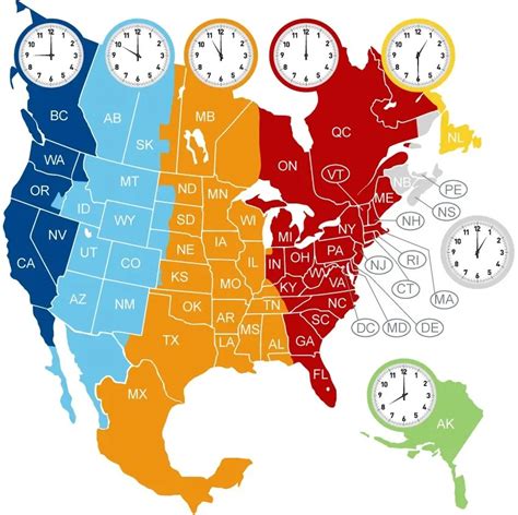 The North America Time Zone Map | Large Printable Colorful, Details | WhatsAnswer | North ...