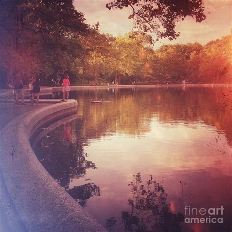 Sunset at the Pond - Central Park New York Photograph by Miriam Danar