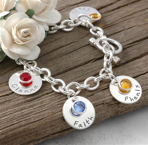 Grandmother Bracelet Hand Stamped With Kids Names and Birthstones ...