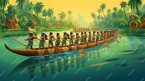 Premium AI Image | Onam boat race Happy onam Onam festival Generative ai