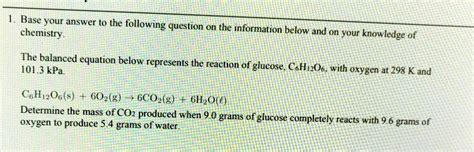 SOLVED: The balanced equation below represents the reaction of glucose ...