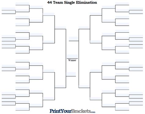 Fillable 44 Team Tourney Bracket - Editable Bracket