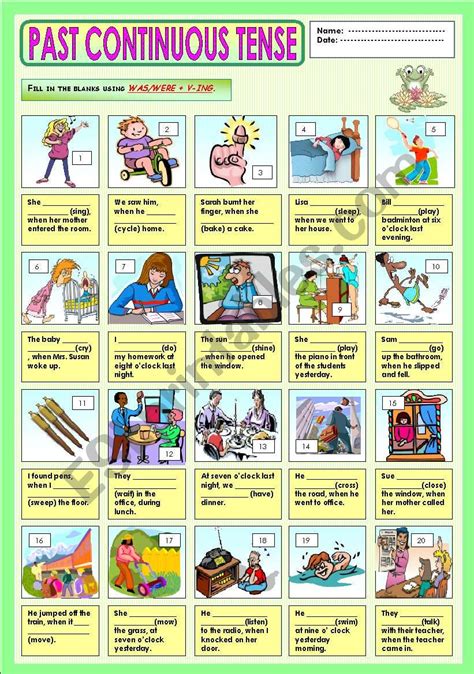 Past Continuous Tense Worksheet Richard Spencers English Worksheets ...