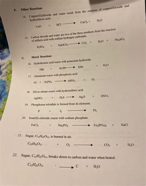 Solved F. Other Reactions 14. Copper(II)chloride and water | Chegg.com