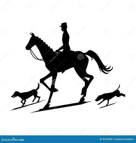 Silhouettes for Hunting for Foxes. Stock Vector - Illustration of ...