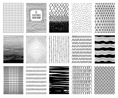 Set of Hand Drawn Textures and Patterns. Vector Design Elements Stock Vector - Illustration of ...