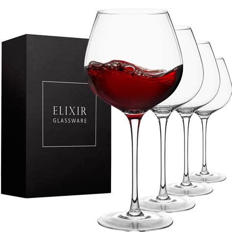 Buy ELIXIR GLASSWARE Crystal Red Wine Glasses - Premium Large Hand Blown Wine Glasses - Set of 4 ...