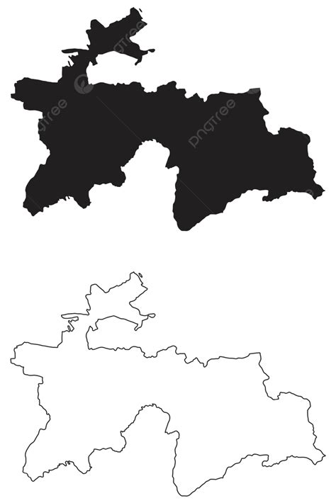 Map Of Tajikistan White Background With Black Silhouette And Outline Created In Eps Vector ...