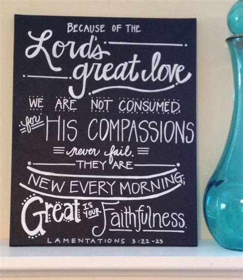 Lamentations 3: 22-23 Bible Verse Canvas, chalkboard style, Handlettered art by ...