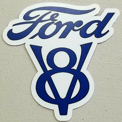 Vintage Ford Motor Co Ford Blue V8 Logo Laminated Vinyl Decal | eBay